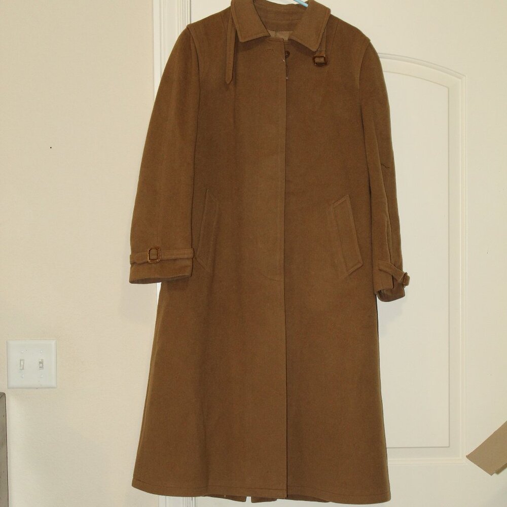 Vintage Burberry Women's Size XL / 44 Tan Brown Wool Long Coat AUTHENTICATED - Picture 10 of 10